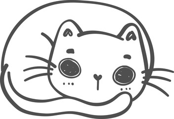 cute funny doodle kitten cat hand drawing cartoon outline vector
