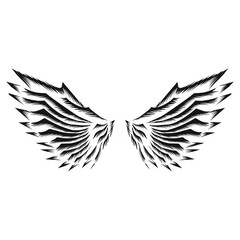 Obraz premium Design graphic of wing icon. Perfect for tattoo, banner, stickers, greeting cards