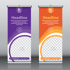 Roll up banner design template vector, abstract background, modern x-banner, rectangle size