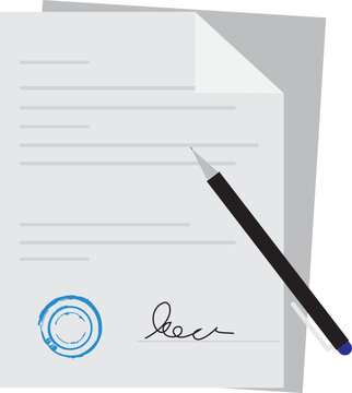 Pen signing a contract line art icon for business apps and websites