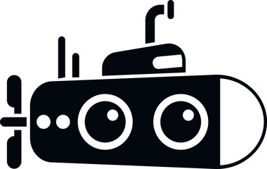 Funny submarine icon simple vector. Underwater ship. Periscope deep