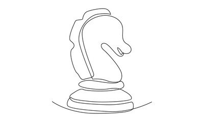 Continuous line of chess knight icon