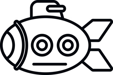 Funny submarine icon outline vector. Underwater ship. Periscope deep