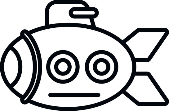 recommend clip art: Funny submarine icon outline vector. Underwater ship. Periscope deep
