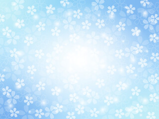 桜の青い背景、キラキラに輝く淡いバック
