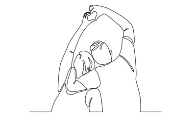 continuous line of happy couple