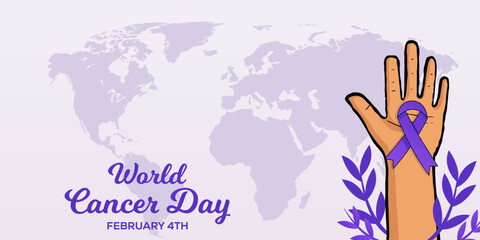 hand drawn world cancer day horizontal banner illustration
