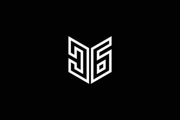 Minimal Awesome Trendy Professional Letter J 6 Logo Design Template On Black Background