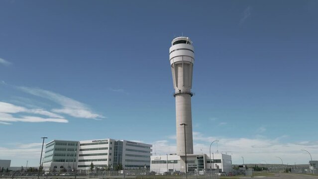 Airport Traffic Control Tower approached tilt Calgary yyc Alberta Canada