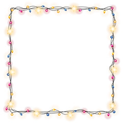 Christmas lights string square shape isolated background 