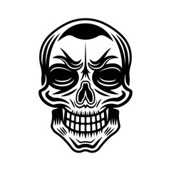 Skull vector illustration in vintage monochrome style isolated on white background