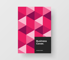 Fresh geometric tiles banner concept. Unique corporate cover A4 vector design template.