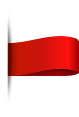 Red paper tag label ripped torn cut edges isolated background