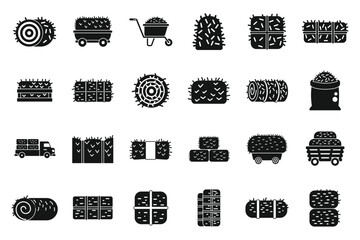 Bale of hay icons set simple vector. Agriculture bale. Dried haystack - obrazy, fototapety, plakaty