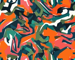 Obraz premium Colorful camouflage safari pattern. Illustration for wallpaper, fabrics, wrappers, postcards, greeting cards, wedding invitations, banners, web.