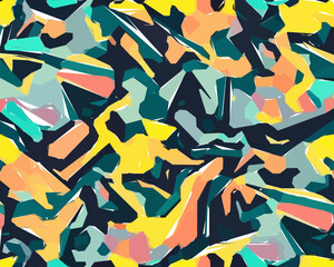 Colorful camouflage safari pattern. Illustration for wallpaper, fabrics, wrappers, postcards, greeting cards, wedding invitations, banners, web.