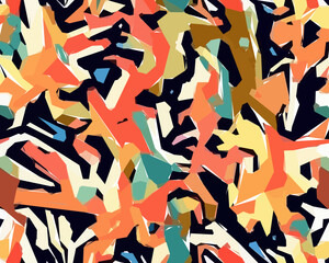 Colorful camouflage safari pattern. Illustration for wallpaper, fabrics, wrappers, postcards, greeting cards, wedding invitations, banners, web.