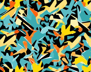 Obraz premium Colorful camouflage safari pattern. Illustration for wallpaper, fabrics, wrappers, postcards, greeting cards, wedding invitations, banners, web.