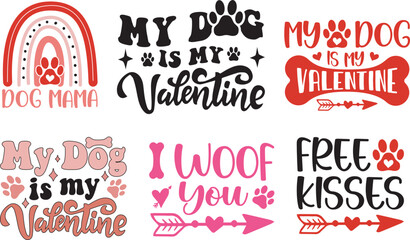 Dog Valentine SVG, Vector  Bundle -valentine's day SVG, Vector Design, valentine's day SVG File, valentine's day Shirt SVG, valentine's day mug SVG, Retro valentine's day SVG