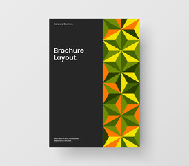 Simple flyer design vector template. Clean geometric tiles company brochure concept.