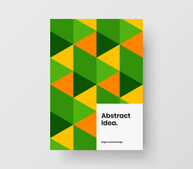 Minimalistic geometric hexagons postcard template. Unique front page A4 design vector layout.
