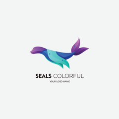 seals logo design gradient colorful vector