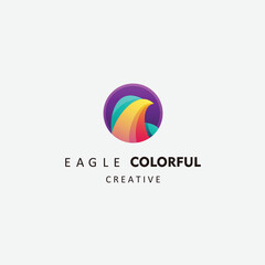 head eagle design colorful logo icon