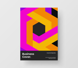 Premium mosaic hexagons pamphlet concept. Multicolored flyer design vector template.