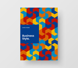 Unique corporate cover design vector layout. Isolated mosaic pattern pamphlet illustration.