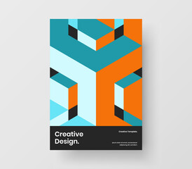 Unique magazine cover A4 design vector layout. Clean geometric pattern company brochure illustration.