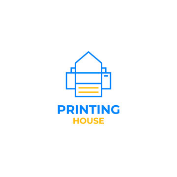 Flat printing house logo design vector template illustration