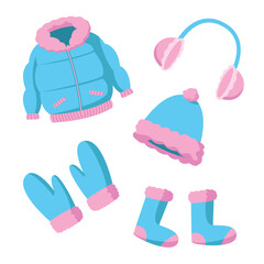 set of colorful winter clothe vector
