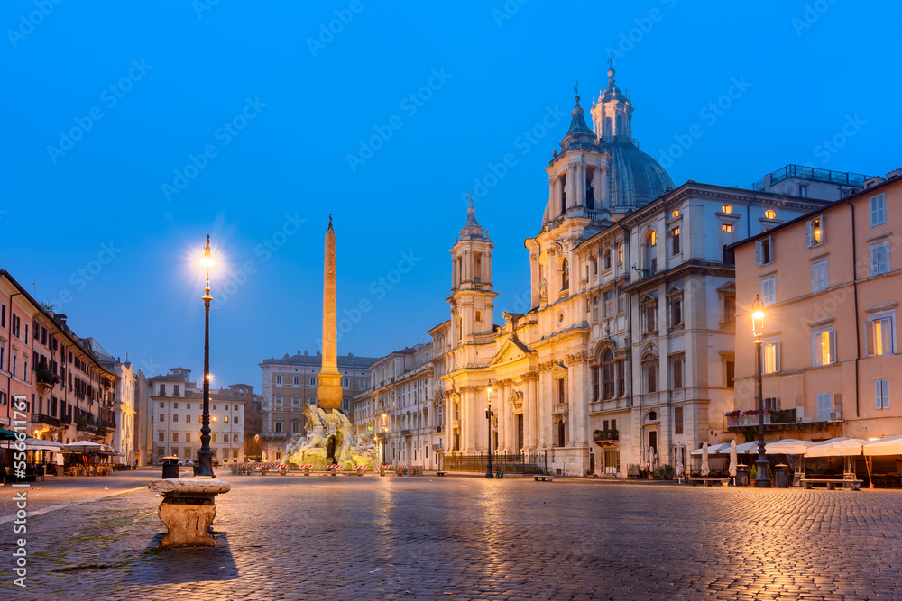 Wall mural Piazza Navona square in center of Rome at dawn, Italy