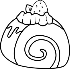 a vector of strawberry cake in black and white coloring