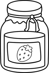 a vector of a strawberry jam in black and white coloring