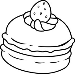 
a vector of strawberry macaron in black and white coloring
