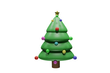 Red Christmas bauble tree decorations, background, card, merry, year, 3D, decorated Christmas tree