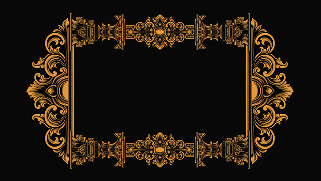 luxury greeting card vector design with classic style engraved ornament for elements, editable color