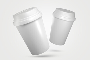 3D Rendering Premium Floating Paper Cups Mockup PSD Ready To Use