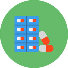 Capsules Multicolor Circle Flat Icon