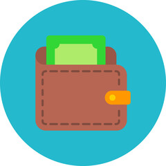 Wallet Multicolor Circle Flat Icon