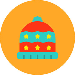 Winter Hat Multicolor Circle Flat Icon