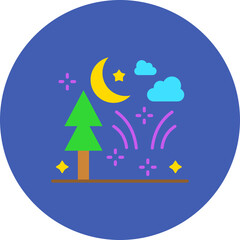 Night Multicolor Circle Flat Icon