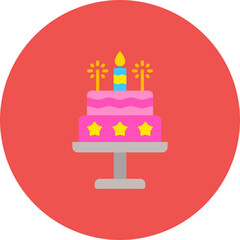Cake Multicolor Circle Flat Icon