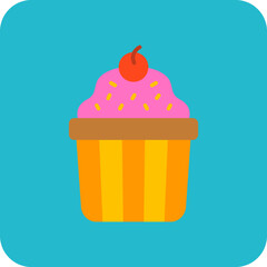 Muffin Multicolor Round Corner Flat Icon