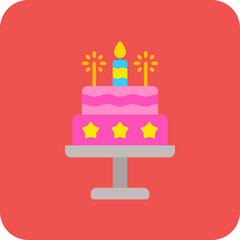 Cake Multicolor Round Corner Flat Icon