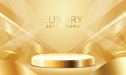 Luxury gold podium scene for product presentation vector. gold luxury background.