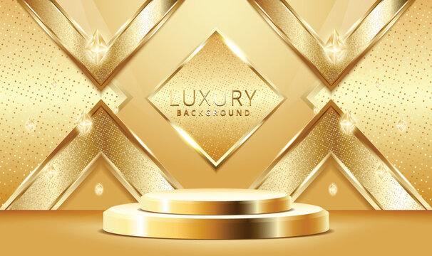 Luxury gold podium scene for product presentation vector. gold luxury background.