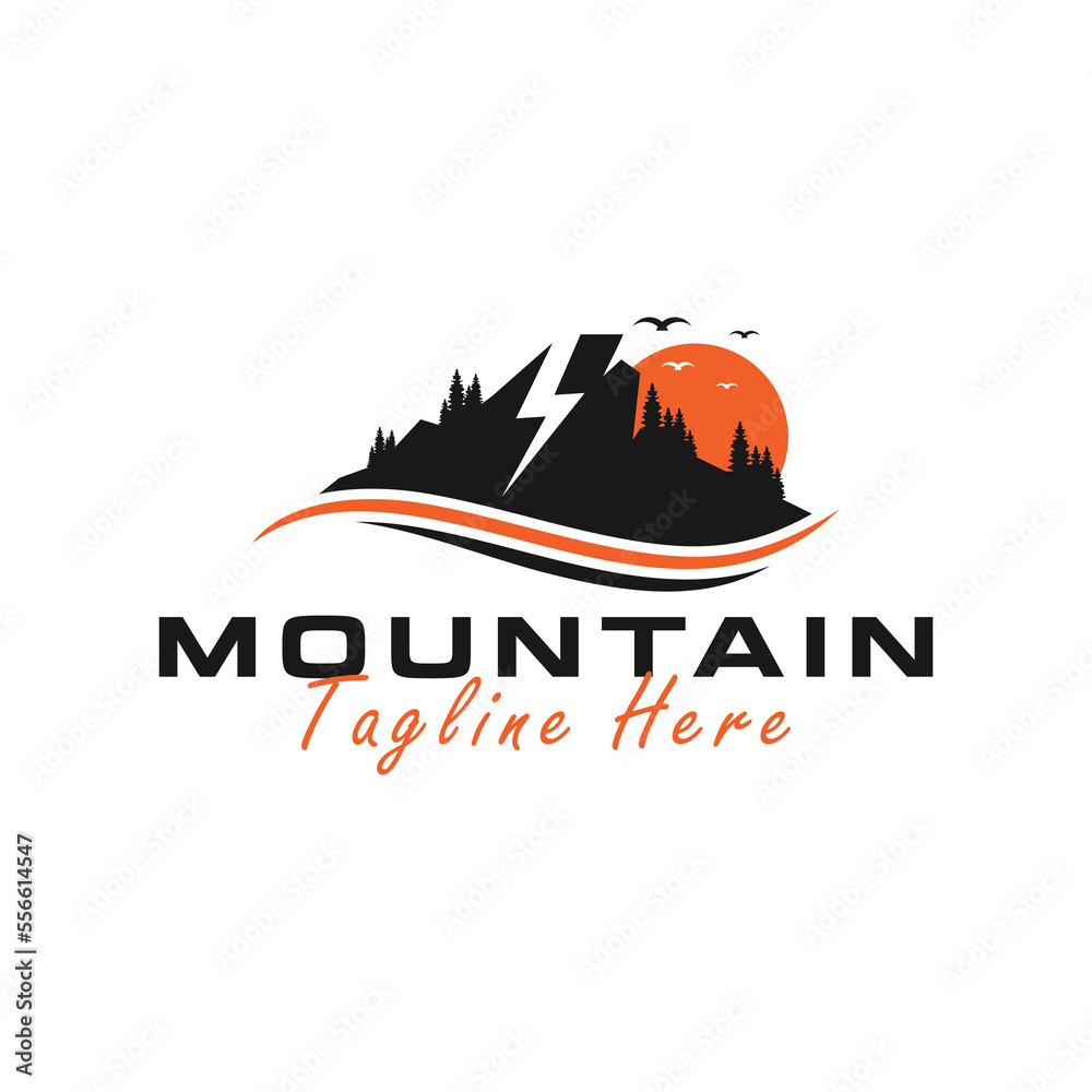 Sticker electric mountain vector illustration logo design