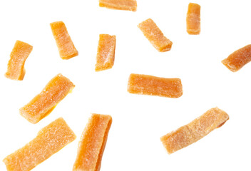 Dried papaya isolated on white background.